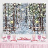 Lofaris Ancient Oil Painting Pine Tree Winter Snow Backdrops